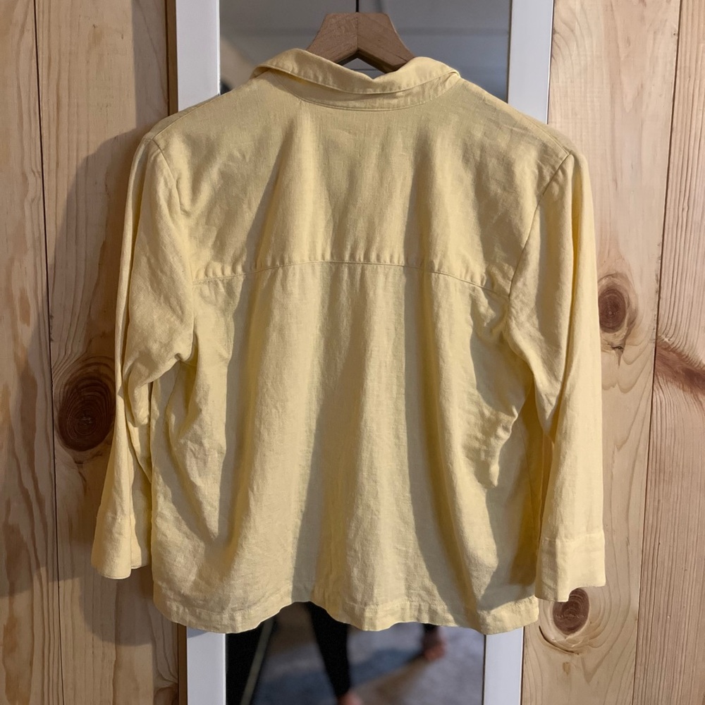 Christopher & Banks Linen Blend Butter Yellow Button Front Blazer - Picture 2 of 5